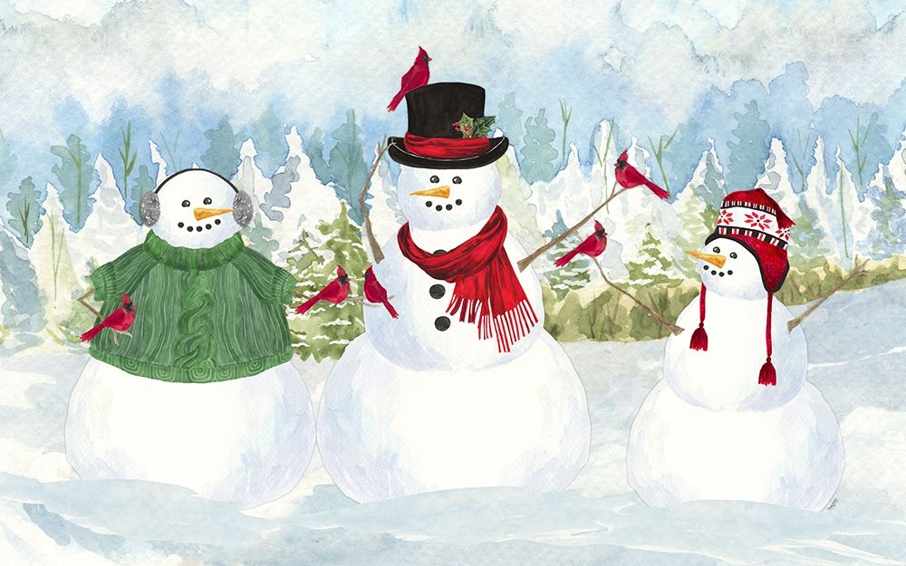 Snowman Christmas landscape art print by Tara Reed for $57.95 CAD