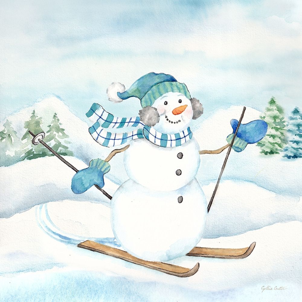 Let it Snow Blue Snowman III art print by Cynthia Coulter for $57.95 CAD