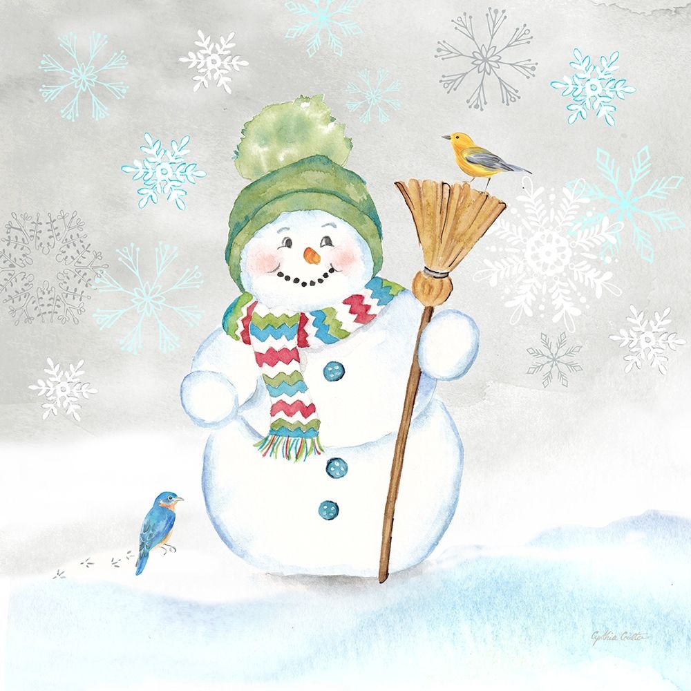 Let it Snow Blue Snowman IV art print by Cynthia Coulter for $57.95 CAD