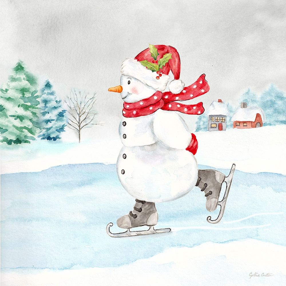 Let it Snow Blue Snowman V art print by Cynthia Coulter for $57.95 CAD