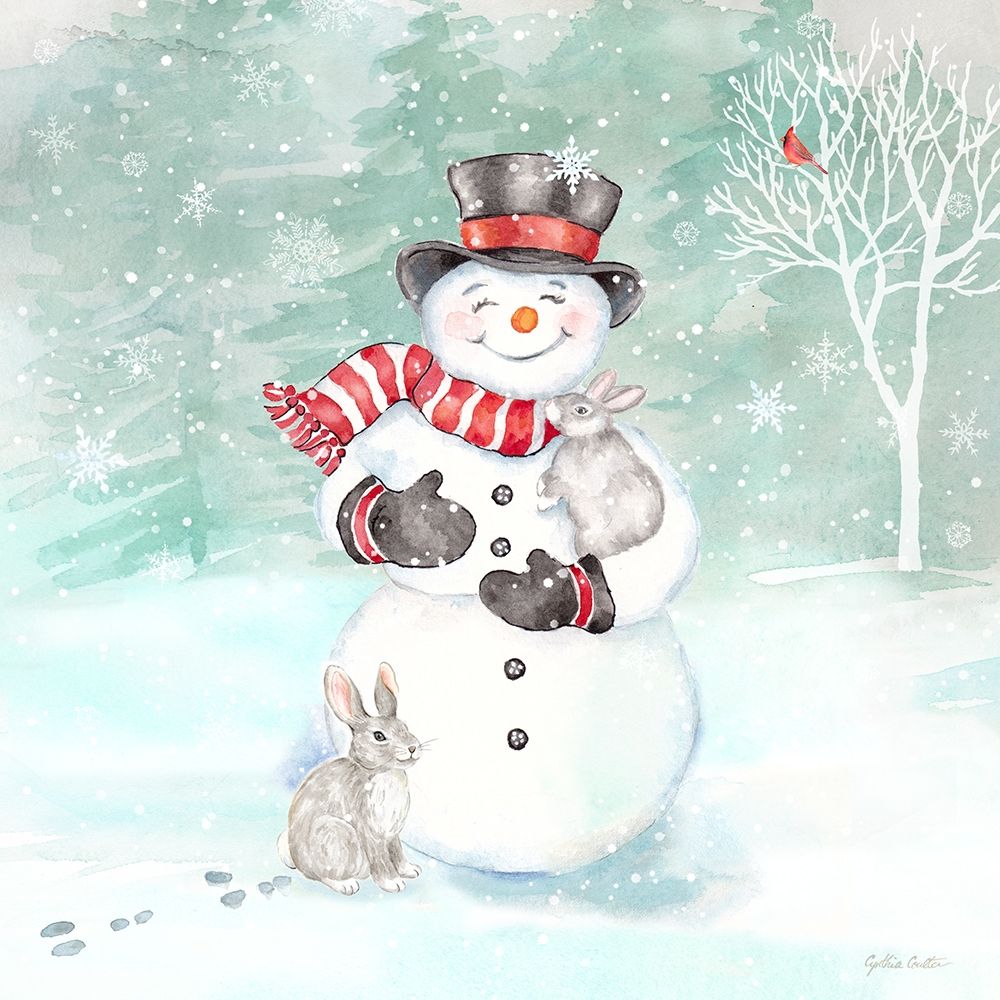 Let it Snow Blue Snowman VI art print by Cynthia Coulter for $57.95 CAD