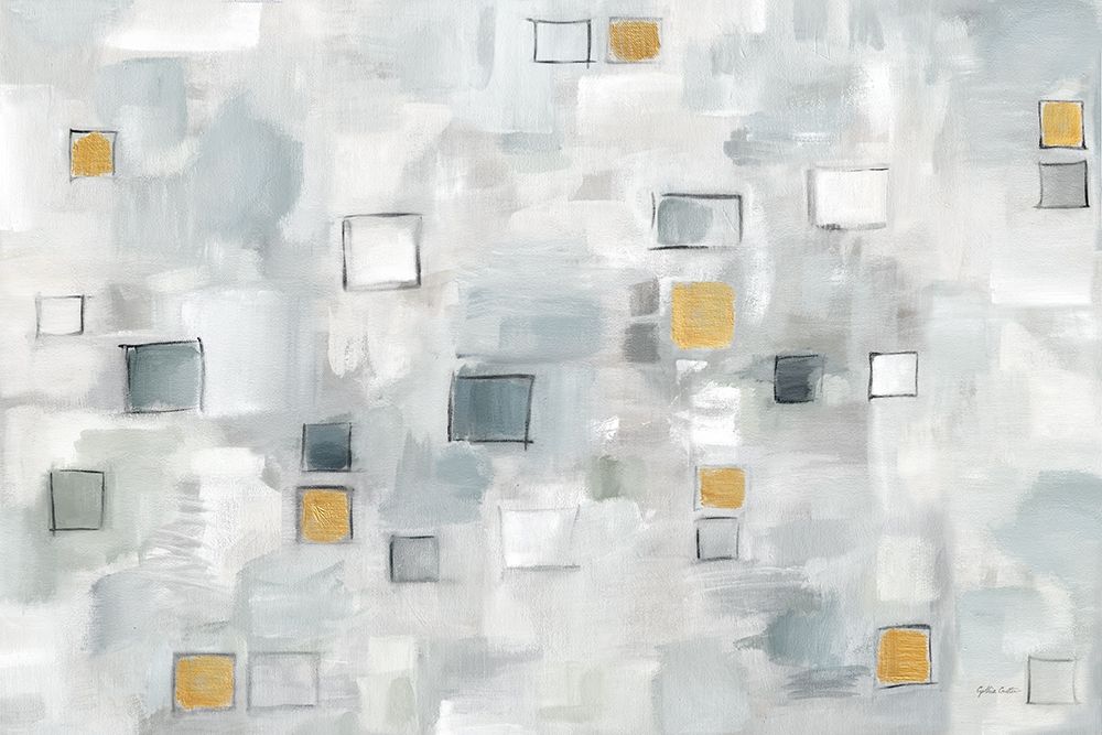 Grid Ensemble Neutral with Gold landscape art print by Cynthia Coulter for $57.95 CAD