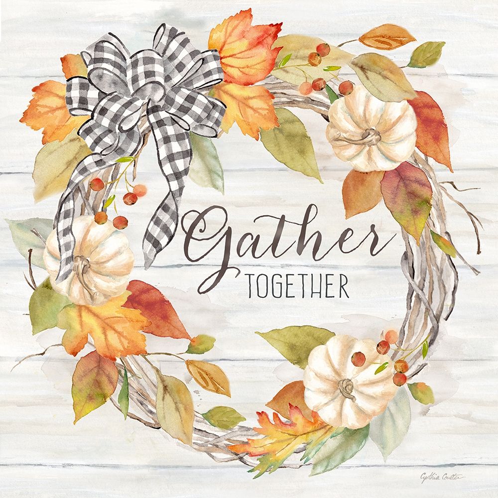 Pumpkin Patch Wreath I-Gather art print by Cynthia Coulter for $57.95 CAD