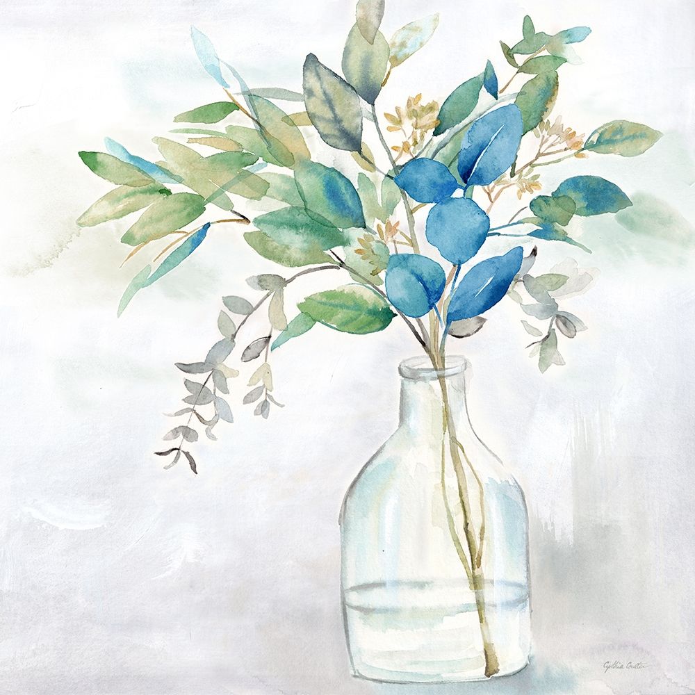 Eucalyptus Vase Navy I art print by Cynthia Coulter for $57.95 CAD
