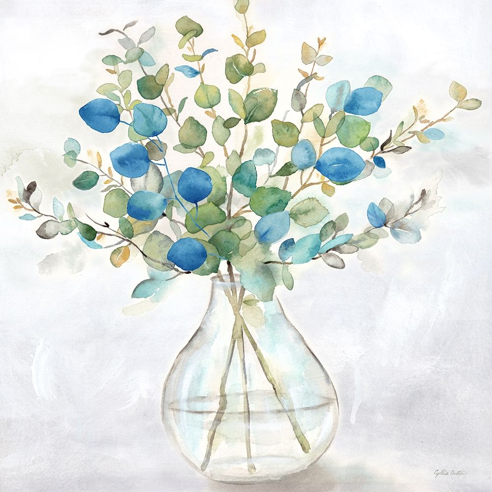 Eucalyptus Vase Navy II art print by Cynthia Coulter for $57.95 CAD