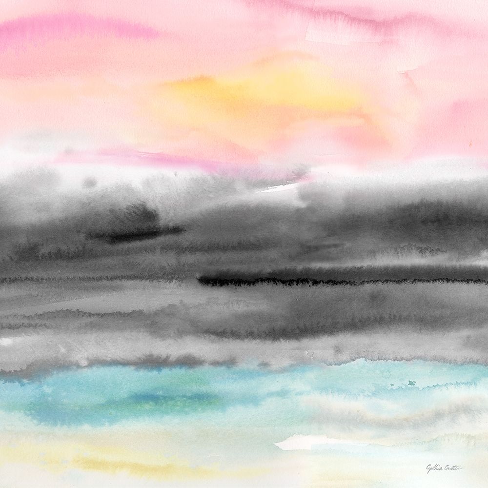Pink Sunset Abstract square I art print by Cynthia Coulter for $57.95 CAD