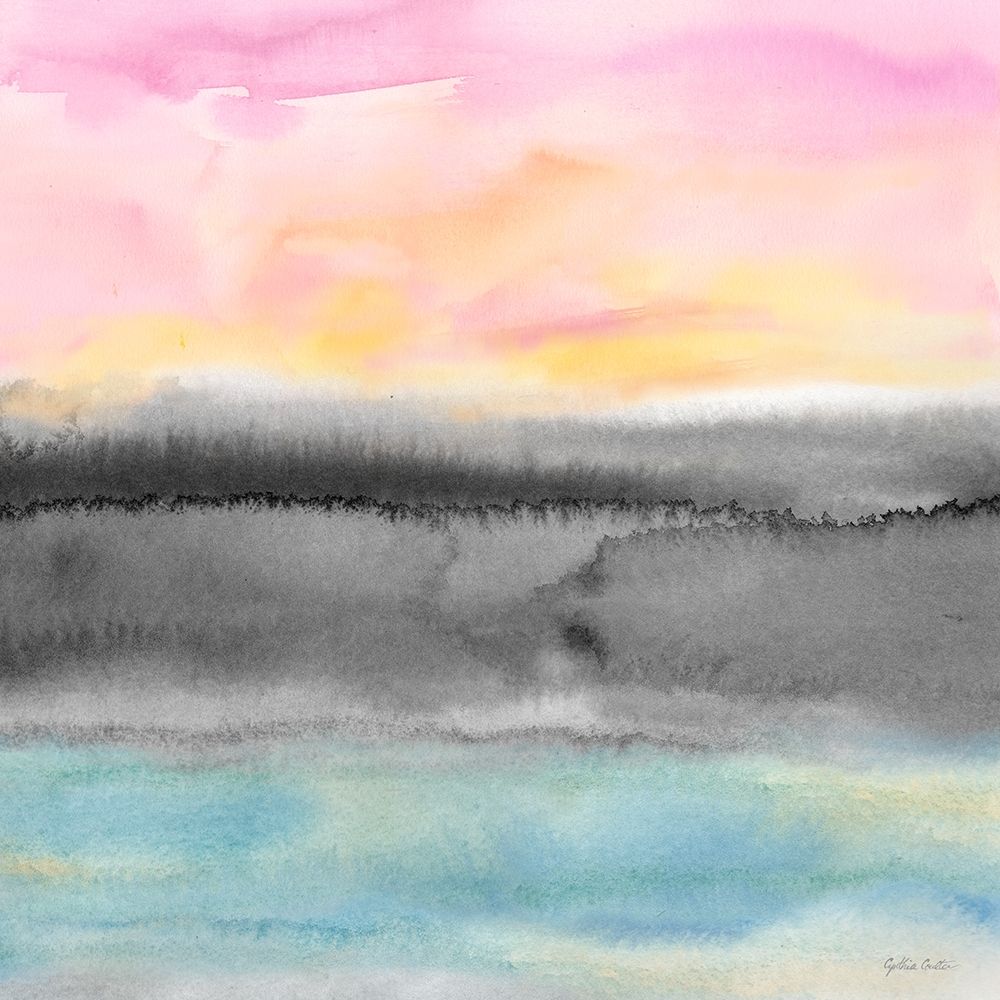 Pink Sunset Abstract square II art print by Cynthia Coulter for $57.95 CAD