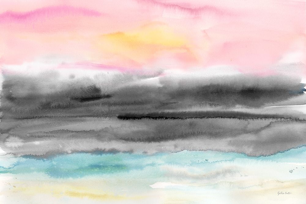 Pink Sunset Abstract landscape art print by Cynthia Coulter for $57.95 CAD