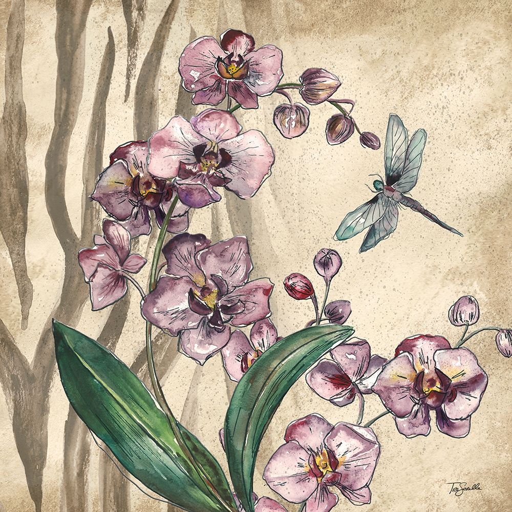 Boho Orchid and Dragonfly I art print by Tre Sorelle Studios for $57.95 CAD