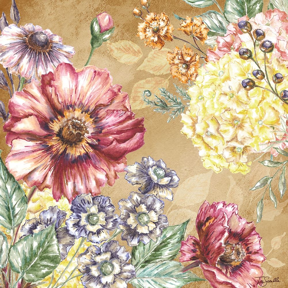 Wildflower Medley square gold I art print by Tre Sorelle Studios for $57.95 CAD
