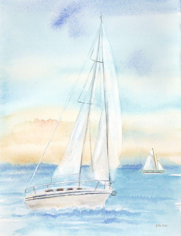East Coast Lighthouse sailboat panel I art print by Cynthia Coulter for $57.95 CAD