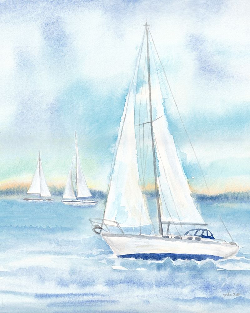 East Coast Lighthouse sailboat panel II art print by Cynthia Coulter for $57.95 CAD