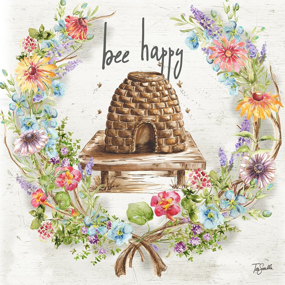 Honey Bee and Herb Blossom Wreath II art print by Tre Sorelle Studios for $57.95 CAD