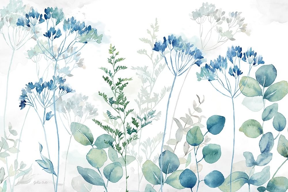 Botanical Landscape blue green art print by Cynthia Coulter for $57.95 CAD