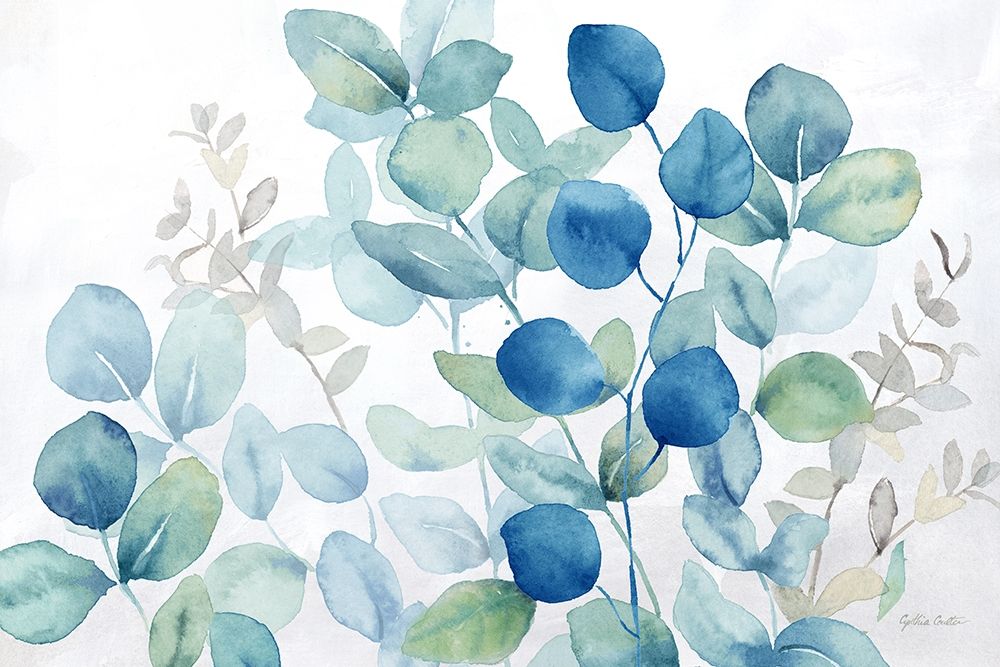Eucalyptus Leaves landscape blue green art print by Cynthia Coulter for $57.95 CAD