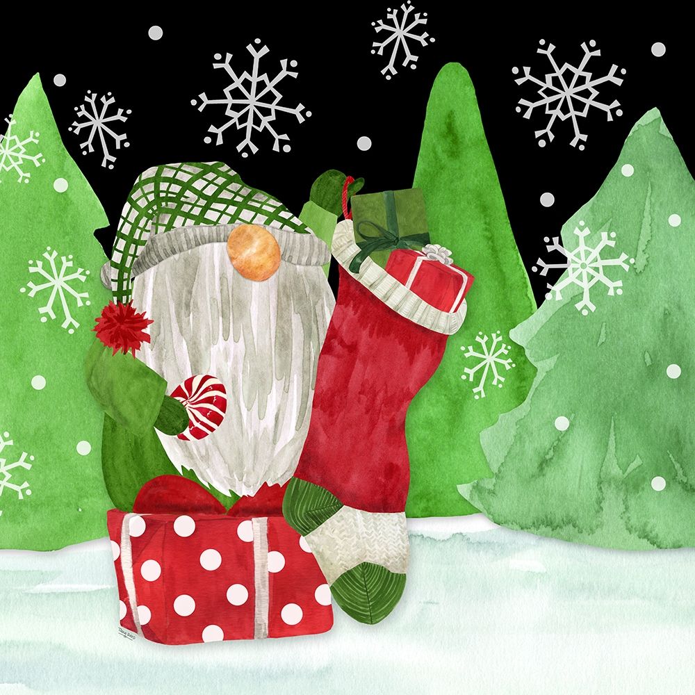 Gnome for Christmas IV-Gnome Stocking art print by Tara Reed for $57.95 CAD