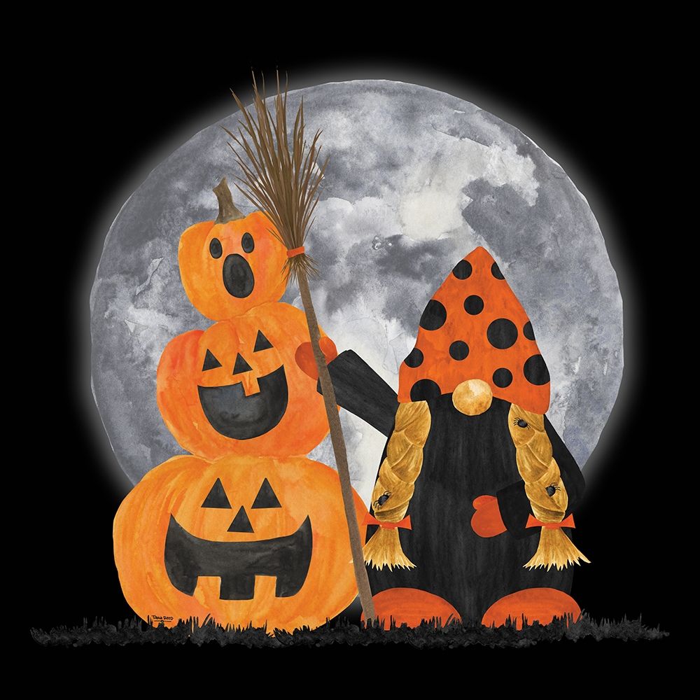 Gnomes of Halloween III-Broomstick art print by Tara Reed for $57.95 CAD