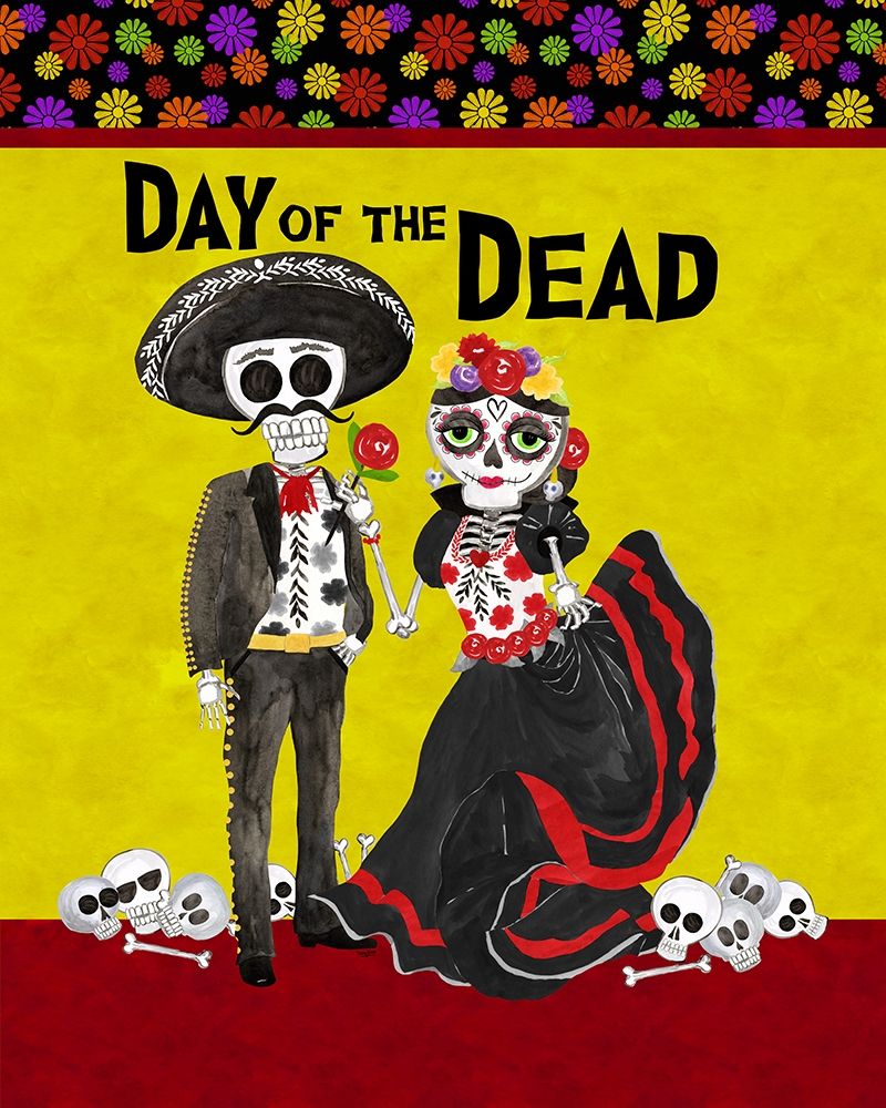 Day of the Dead portrait V-Sugar Skull Couple art print by Tara Reed for $57.95 CAD