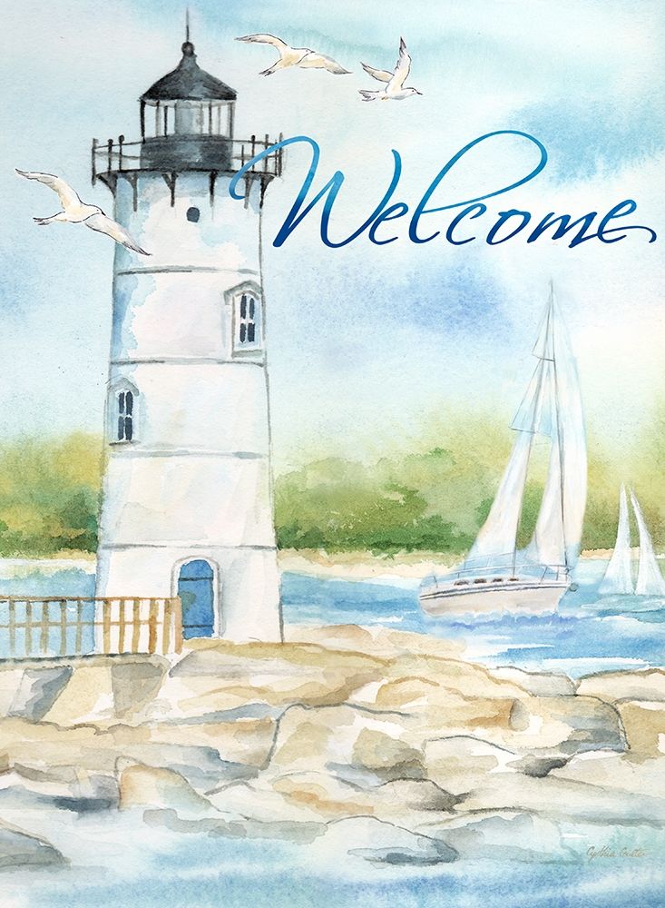 East Coast Lighthouse portrait I-Welcome art print by Cynthia Coulter for $57.95 CAD