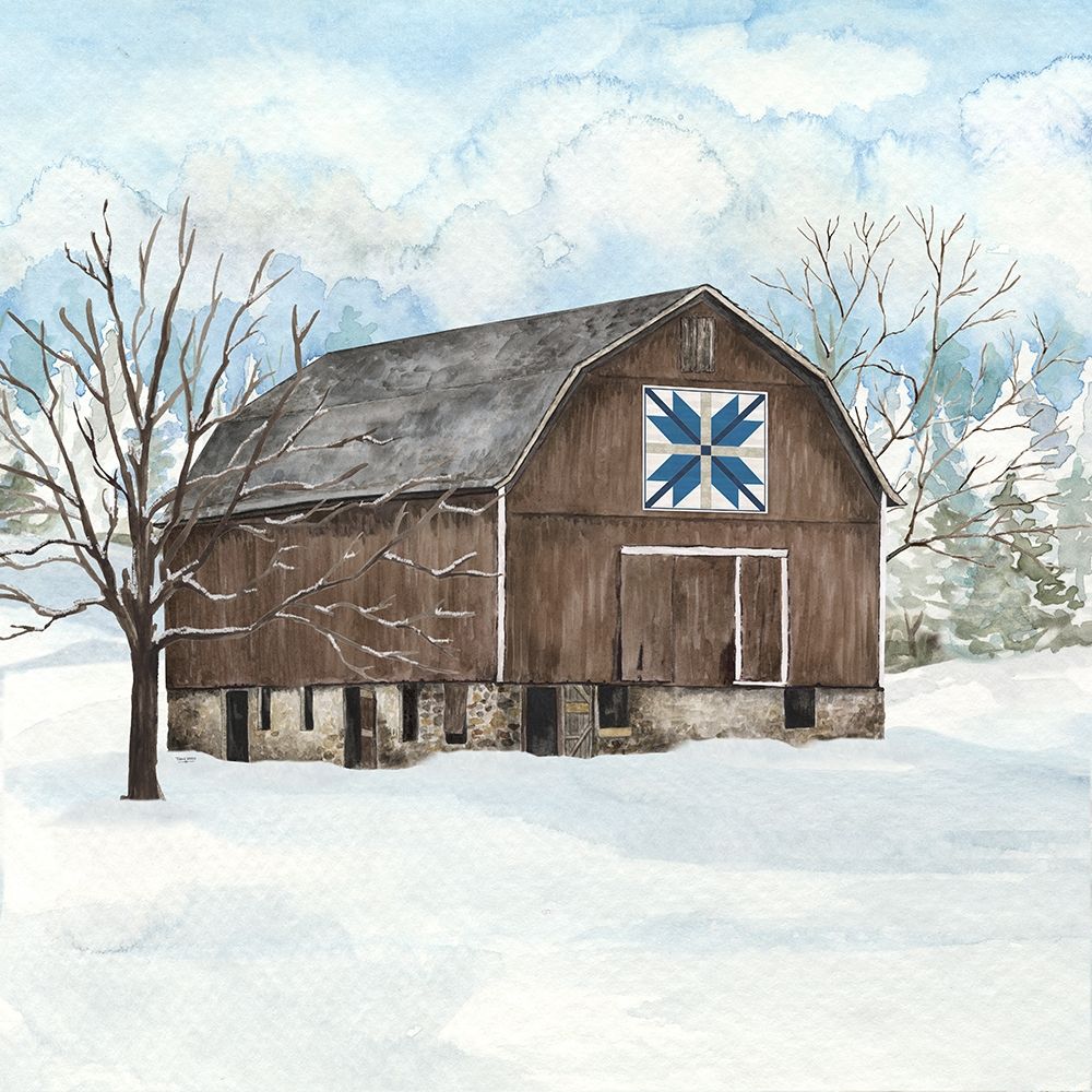 Winter Barn Quilt III art print by Tara Reed for $57.95 CAD