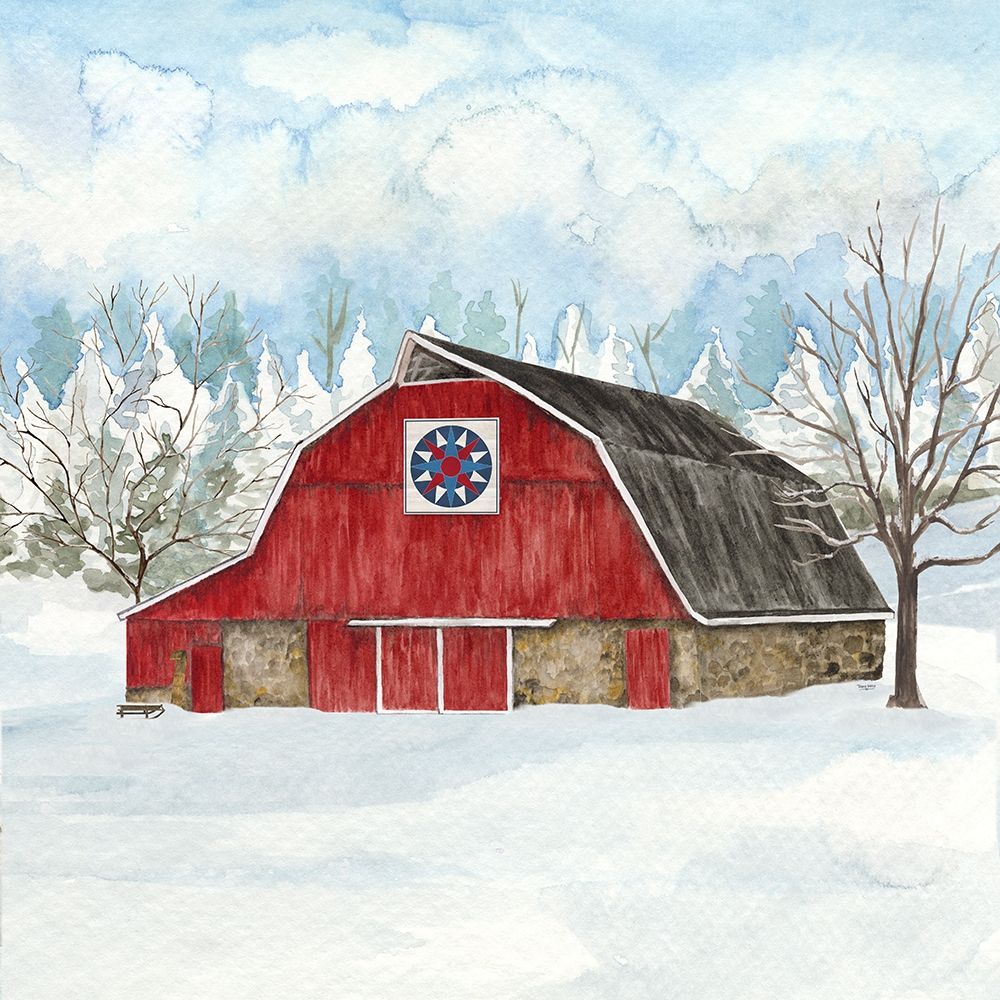 Winter Barn Quilt IV art print by Tara Reed for $57.95 CAD