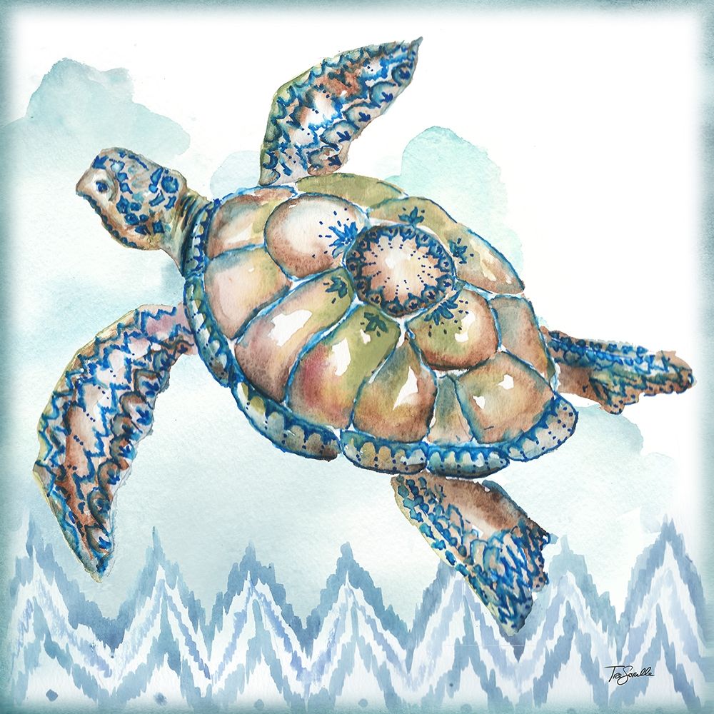 Boho Shells I-Sea Turtle art print by Tre Sorelle Studios for $57.95 CAD
