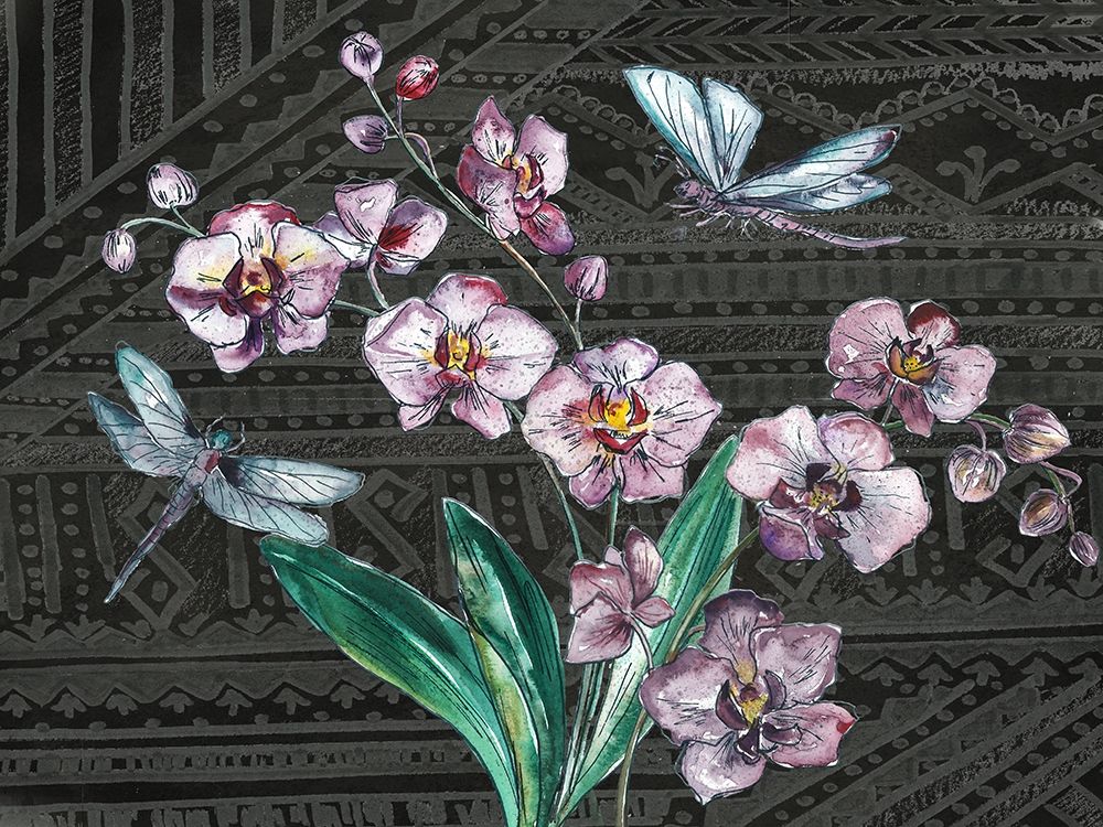 Boho Orchid landscape black art print by Tre Sorelle Studios for $57.95 CAD