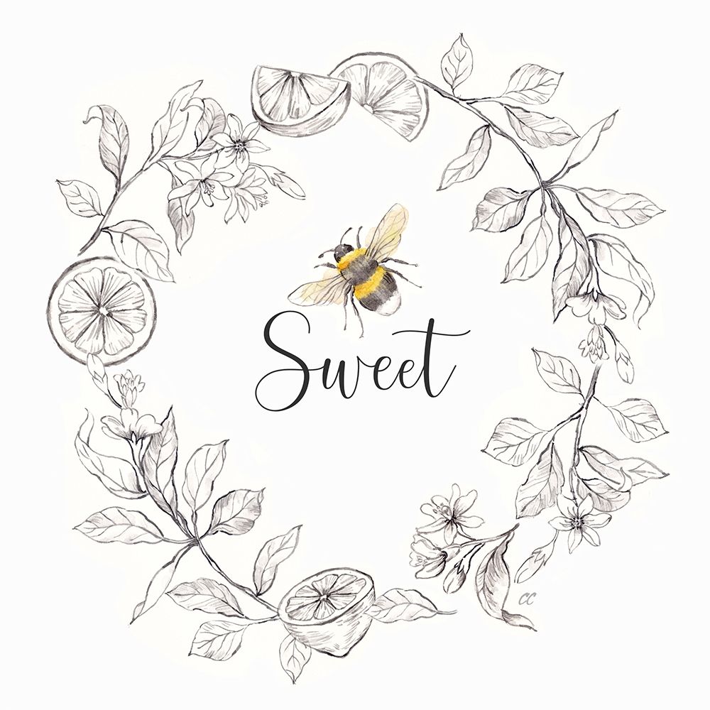 Bee  Sentiment Wreath IV-Sweet art print by Cynthia Coulter for $57.95 CAD