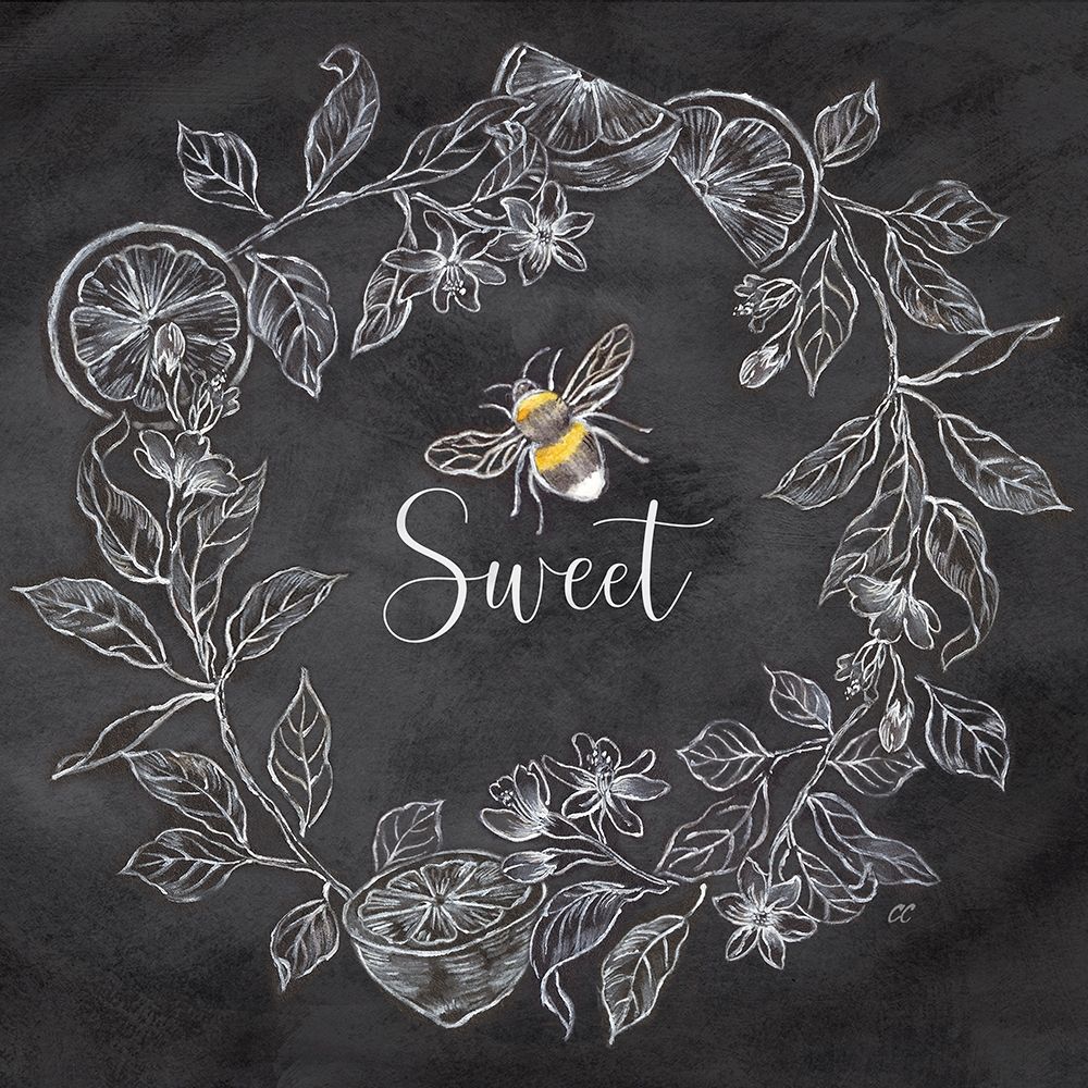 Bee  Sentiment Wreath black IV-Sweet art print by Cynthia Coulter for $57.95 CAD