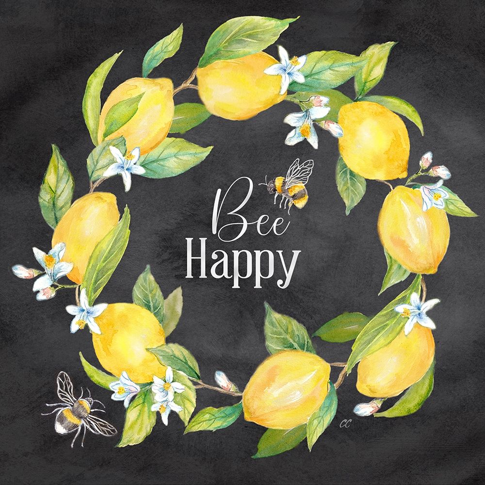 Lemons  And Bees Sentiment black II art print by Cynthia Coulter for $57.95 CAD