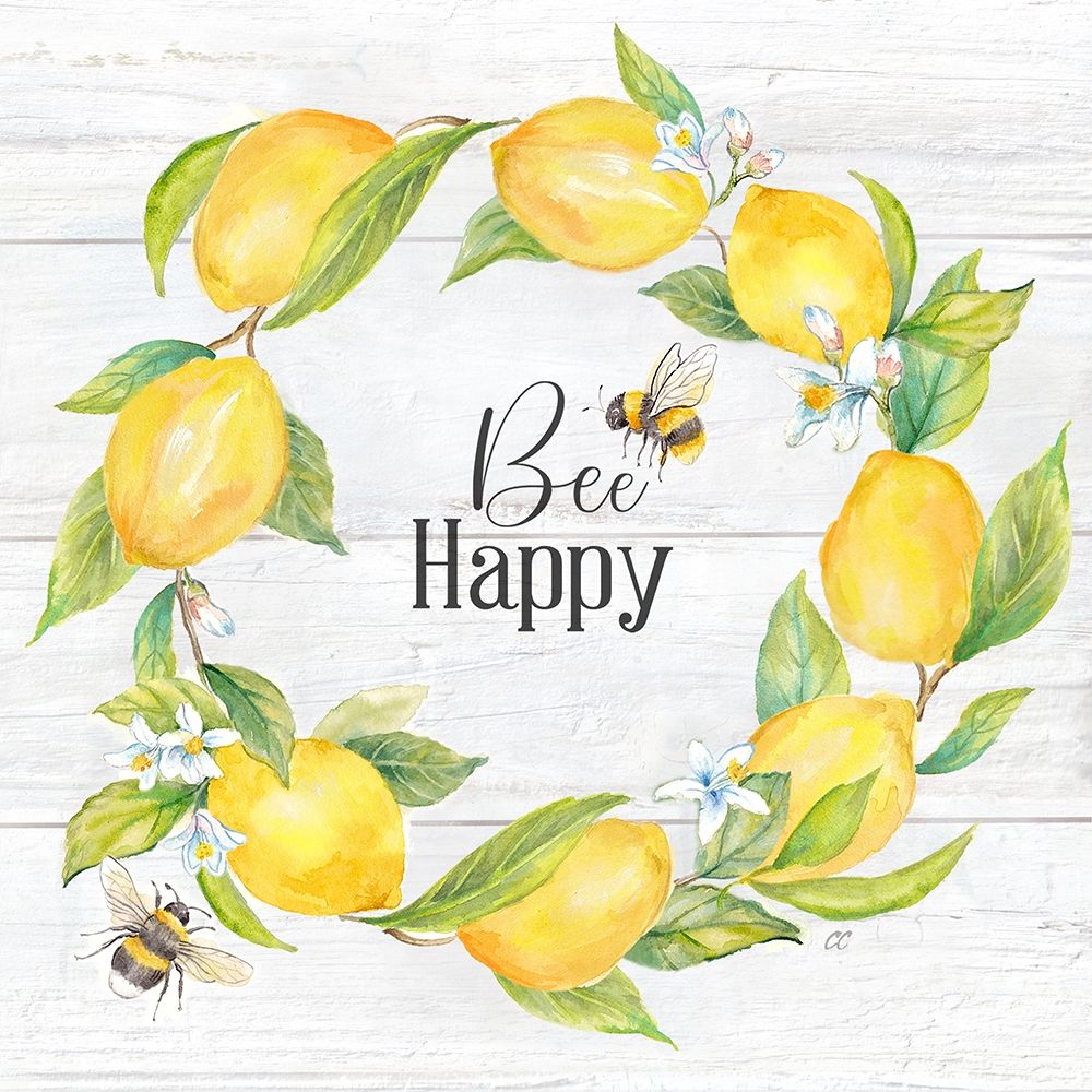 Lemons  And Bees Sentiment woodgrain II art print by Cynthia Coulter for $57.95 CAD