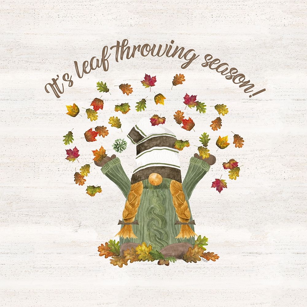 Fall Gnomes Sentiment VI-Leaf Throwing art print by Tara Reed for $57.95 CAD