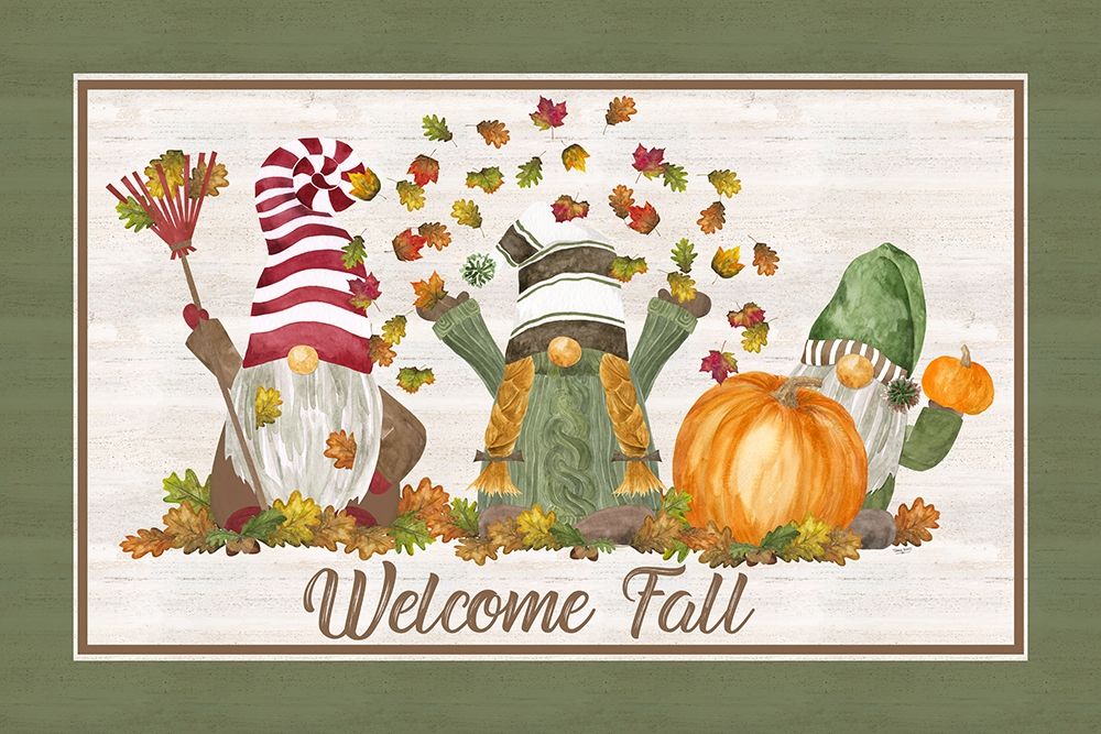 Fall Gnomes Sentiment landscape I-Welcome Fall art print by Tara Reed for $57.95 CAD