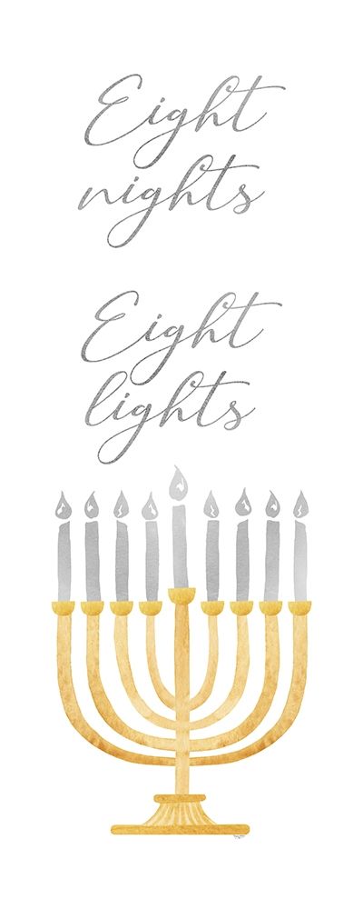 Hanukkah Lights vertical I-8 Nights 8 Lights art print by Tara Reed for $57.95 CAD