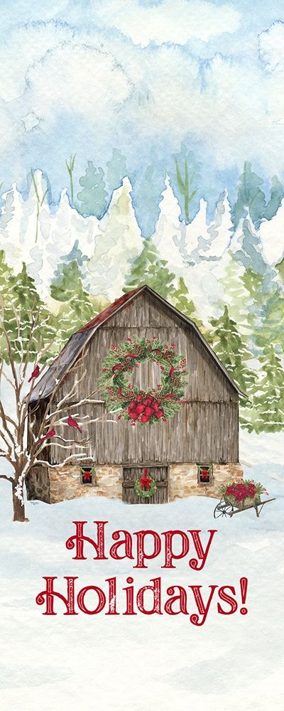 Christmas Barn vertical I art print by Tara Reed for $57.95 CAD