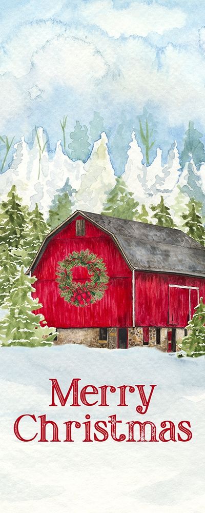 Christmas Barn vertical II art print by Tara Reed for $57.95 CAD