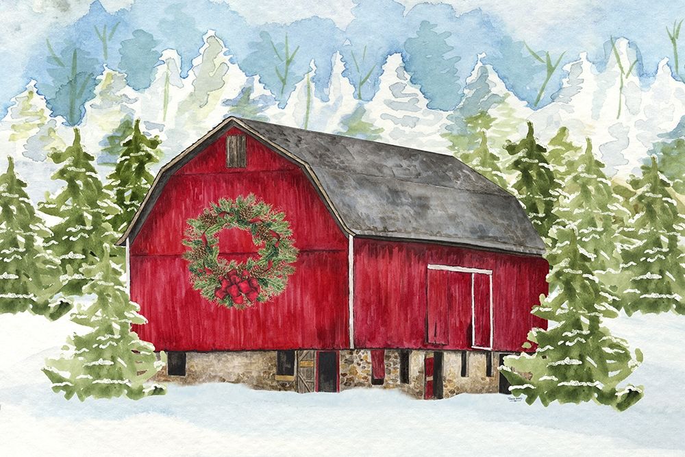 Christmas Barn landscape I art print by Tara Reed for $57.95 CAD