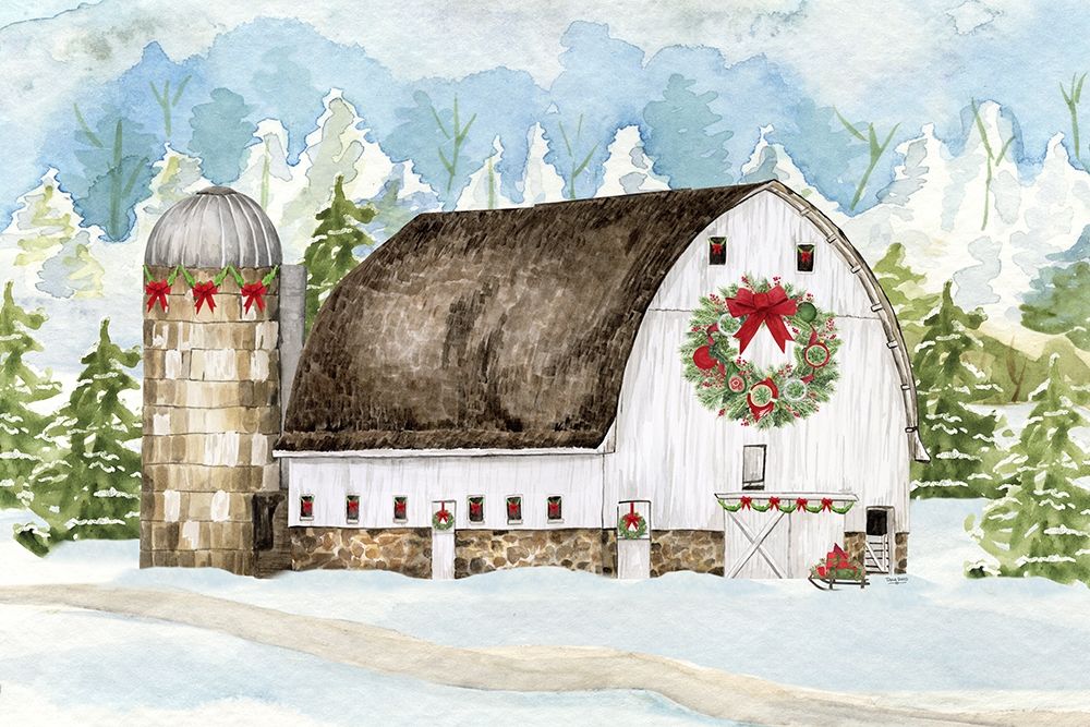 Christmas Barn landscape II art print by Tara Reed for $57.95 CAD