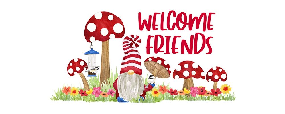 Gardening Gnomes Sentiment panel II-Welcome Friends art print by Tara Reed for $57.95 CAD