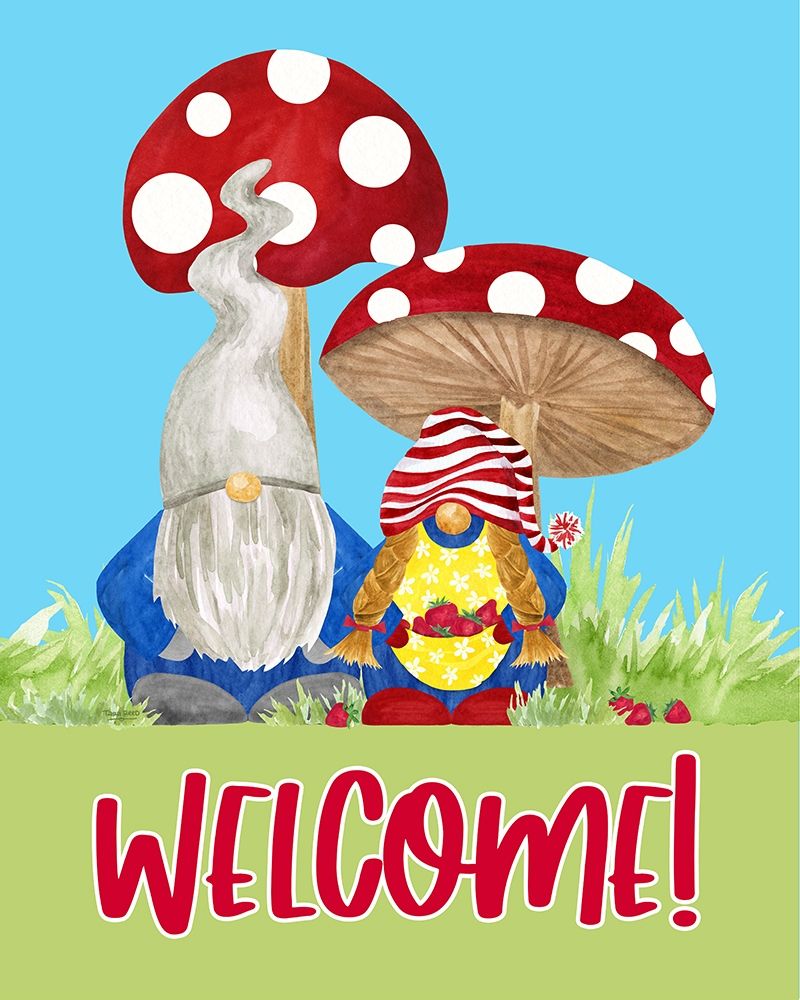 Gardening Gnomes Sentiment portrait III-Welcome Gnomes art print by Tara Reed for $57.95 CAD