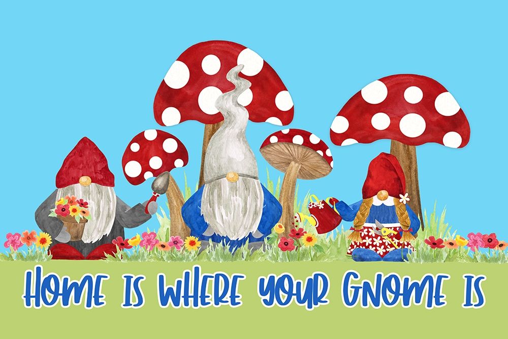 Gardening Gnomes landscape II-Home is art print by Tara Reed for $57.95 CAD