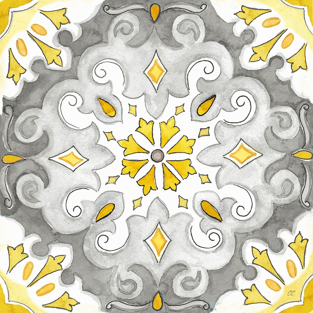 Jewel Medallion yellow gray I art print by Cynthia Coulter for $57.95 CAD