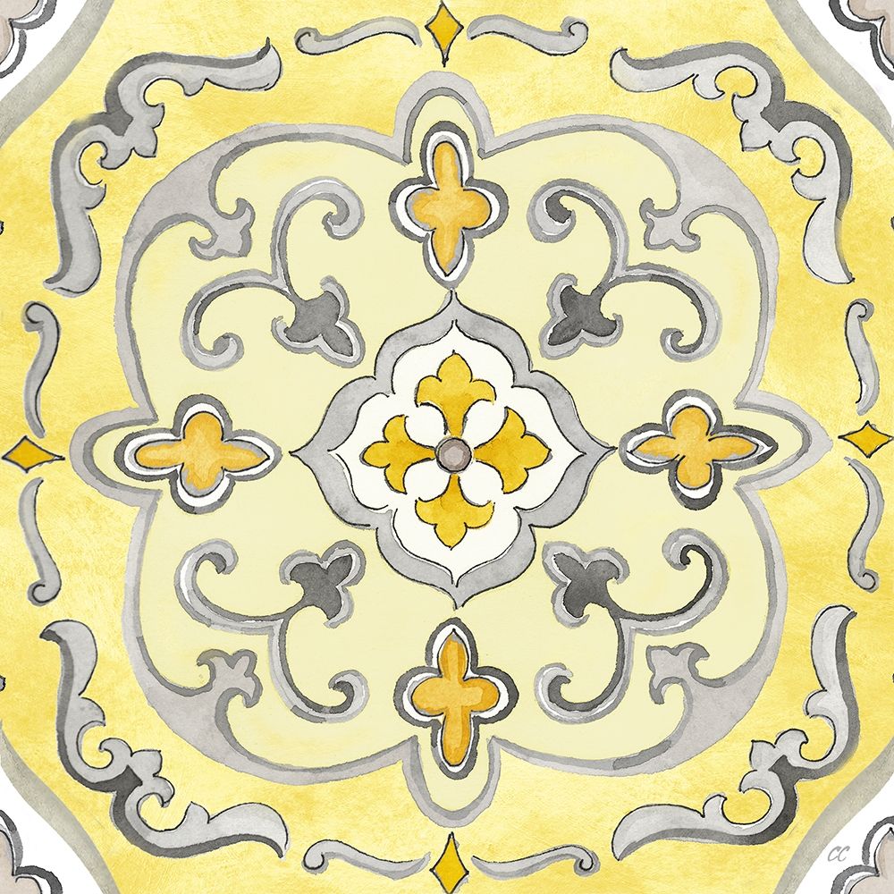 Jewel Medallion yellow gray II art print by Cynthia Coulter for $57.95 CAD