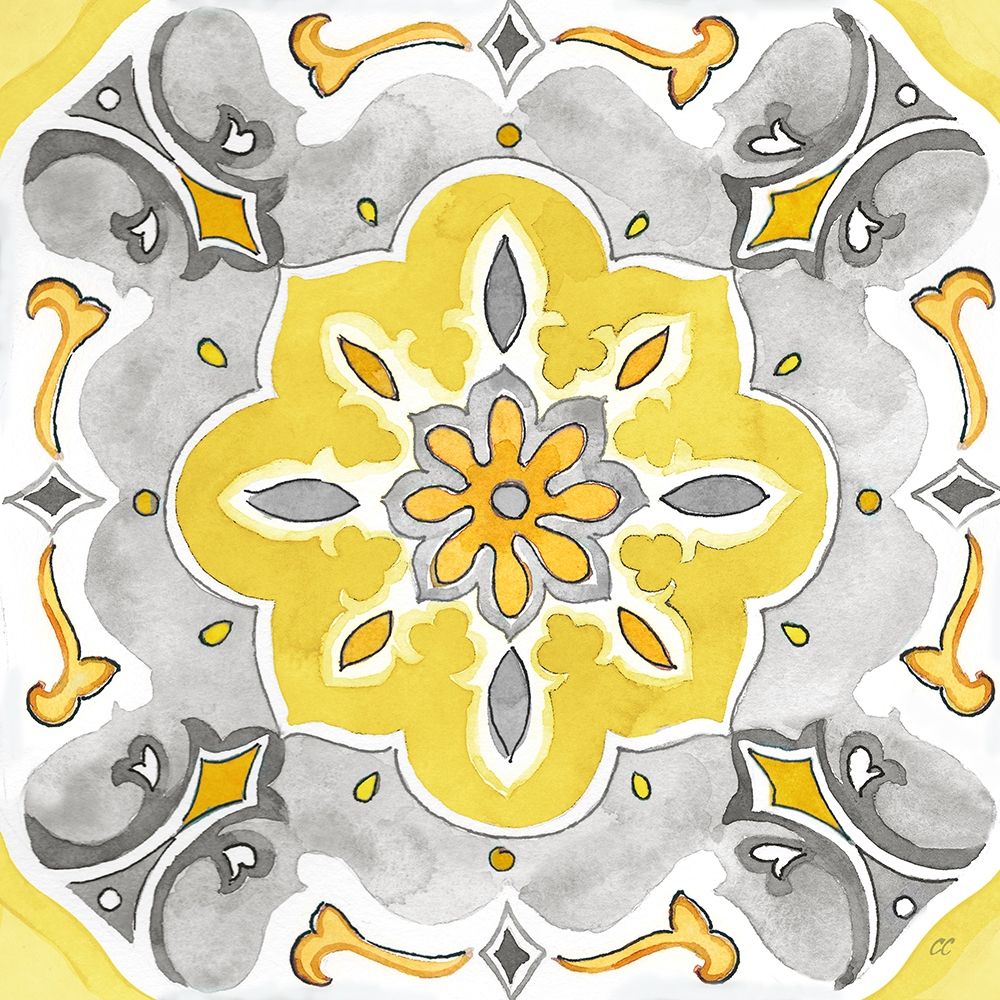 Jewel Medallion yellow gray III art print by Cynthia Coulter for $57.95 CAD