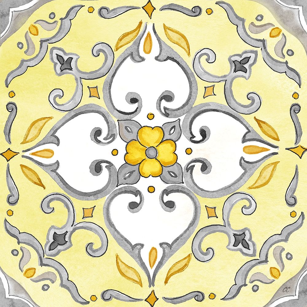 Jewel Medallion yellow gray IV art print by Cynthia Coulter for $57.95 CAD