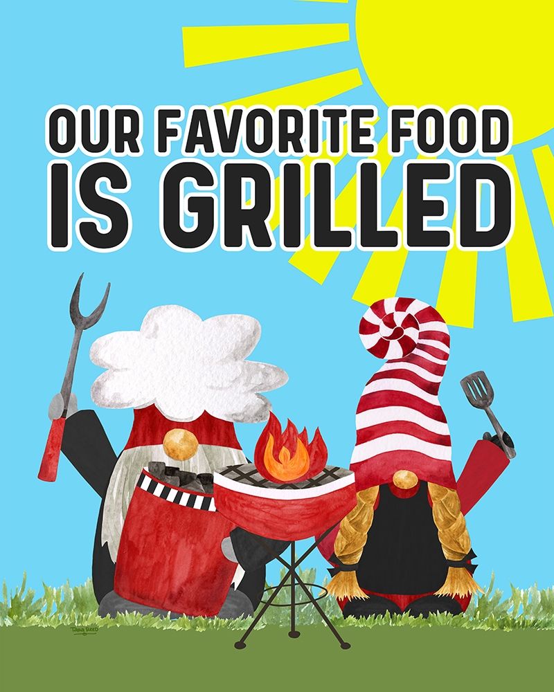 Gnome Grill Masters sentiment portrait I-Favorite art print by Tara Reed for $57.95 CAD