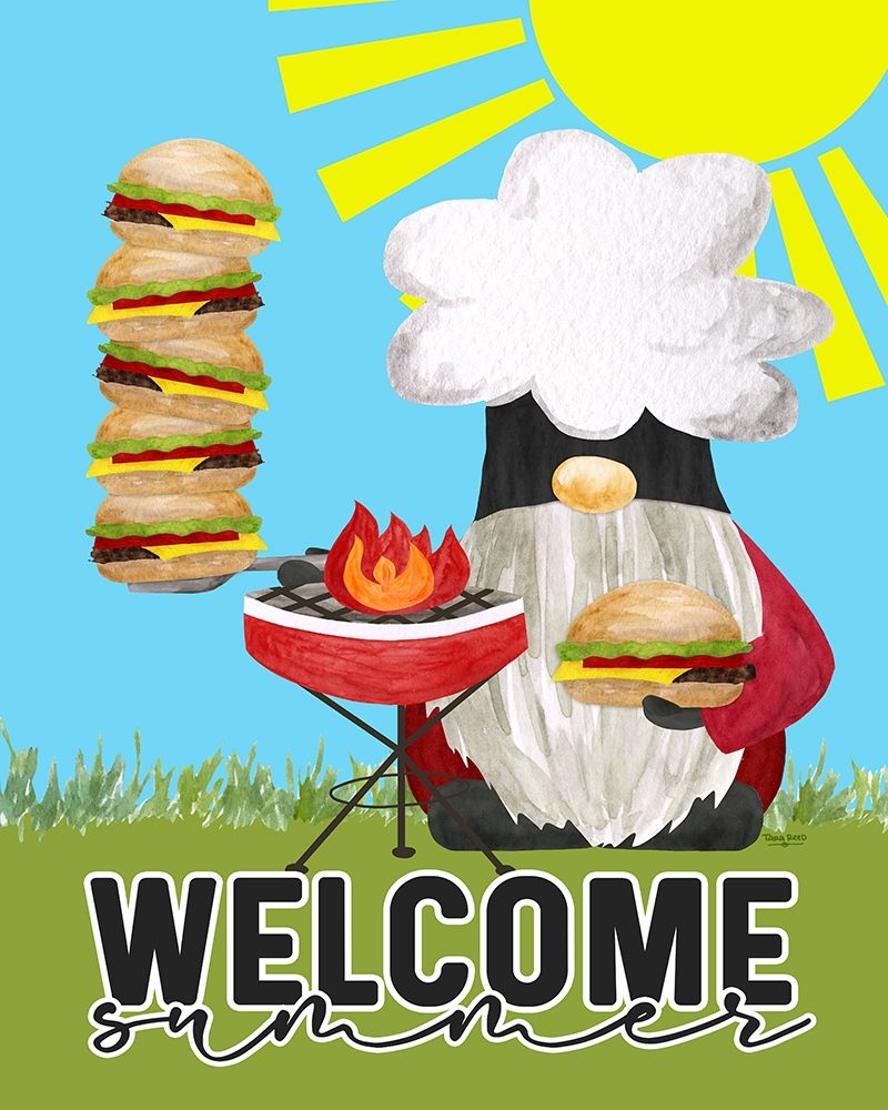Gnome Grill Masters sentiment portrait II-Welcome art print by Tara Reed for $57.95 CAD