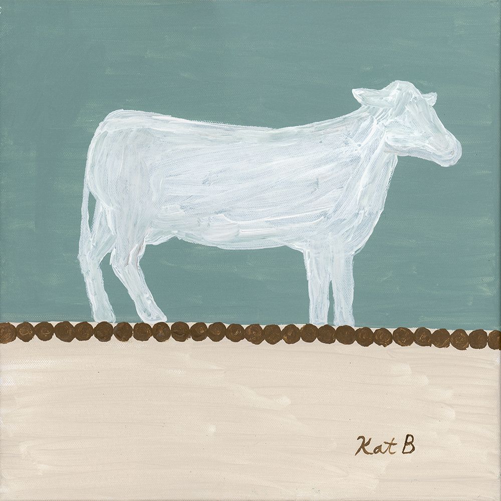 Out  to Pasture V-White Cow art print by Kathleen Bryan for $57.95 CAD
