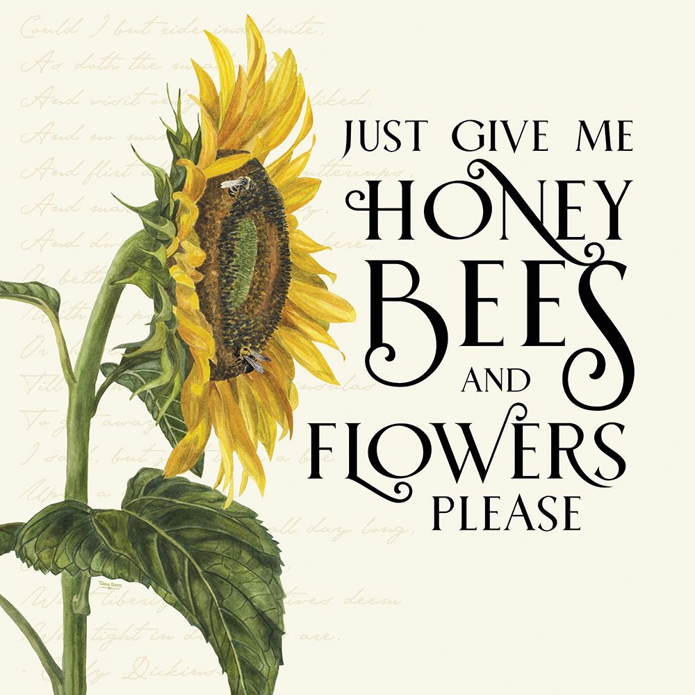 Honey Bees And Flowers Please I-Give me Honey Bees art print by Tara Reed for $57.95 CAD