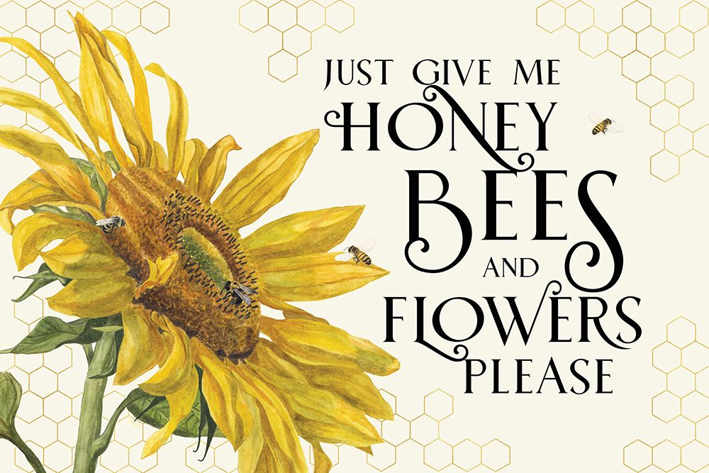 Honey Bees And Flowers Please landscape III-Give me Honey Bees art print by Tara Reed for $57.95 CAD